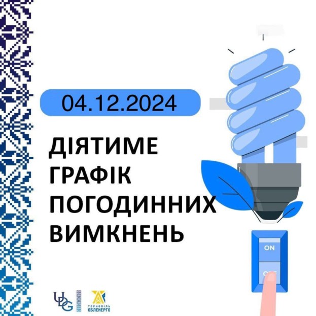 Тернопільські енергетики оприлюднили графік вимкнень світла на 4 грудня